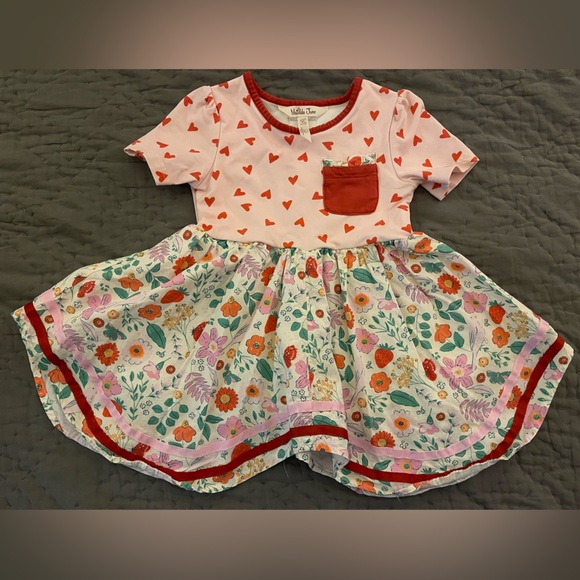 Matilda Jane Other - Matilda Jane Heart to Heart Rosebud Floral Lap Dress Sz 4T Cotton Valentines Day